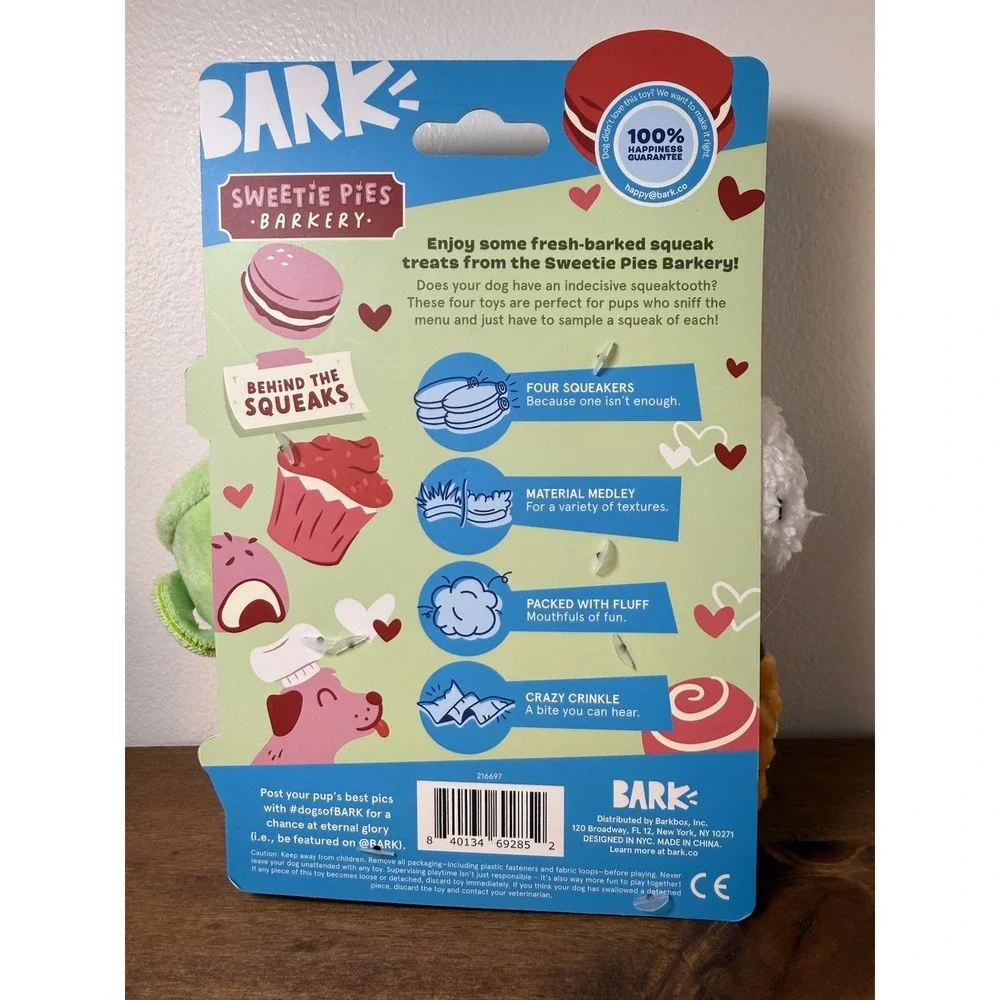 New Bark Box Sweetie Pies Barkery Dog Toys Valentines Day XS-S Dogs 4 Pieces